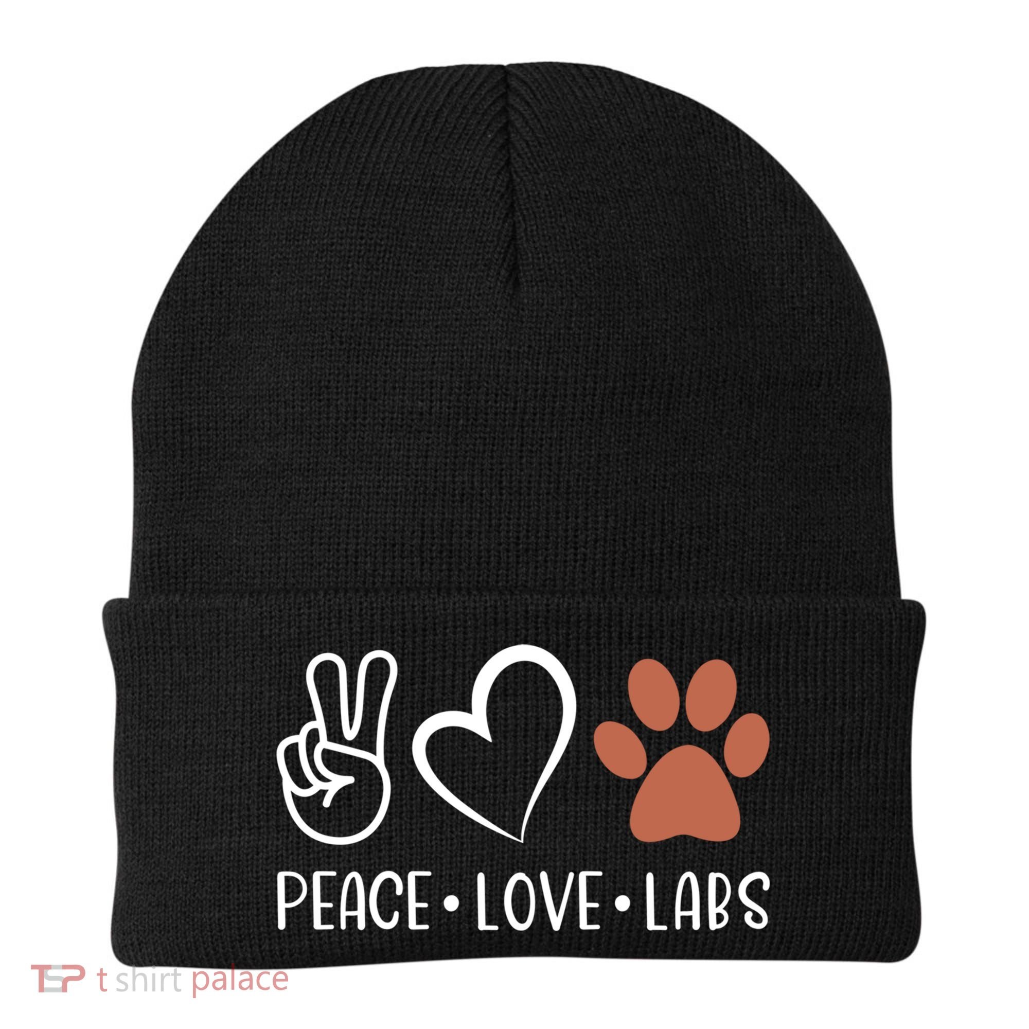 Peace Love Chocolate Labs Labrador Lab Mom Valentine's Day Gift Beanie