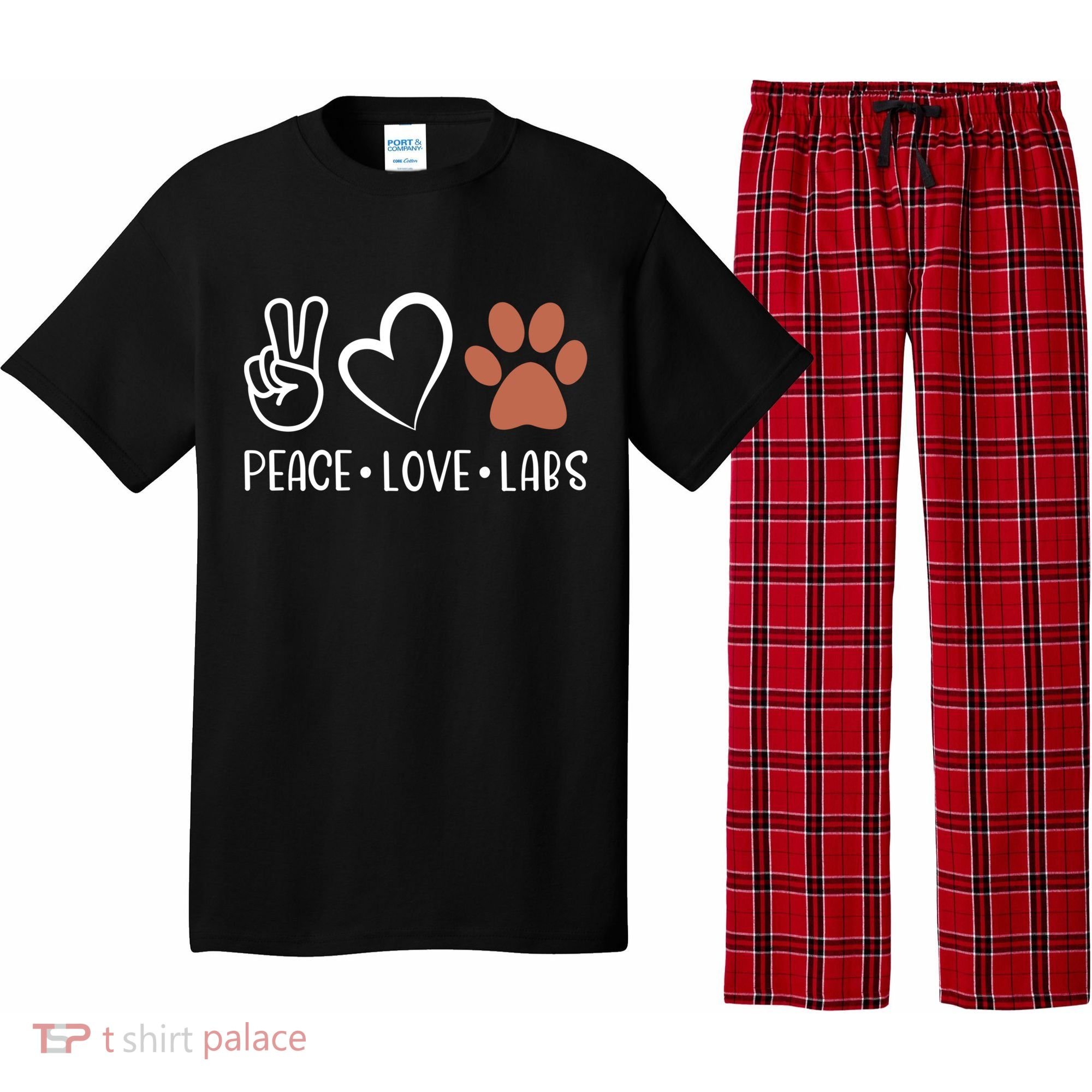 Peace Love Chocolate Labs Labrador Lab Mom Valentine's Day Gift Pajama Set