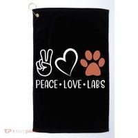 Peace Love Chocolate Labs Labrador Lab Mom Valentine's Day Gift Golf Towel thumb 0