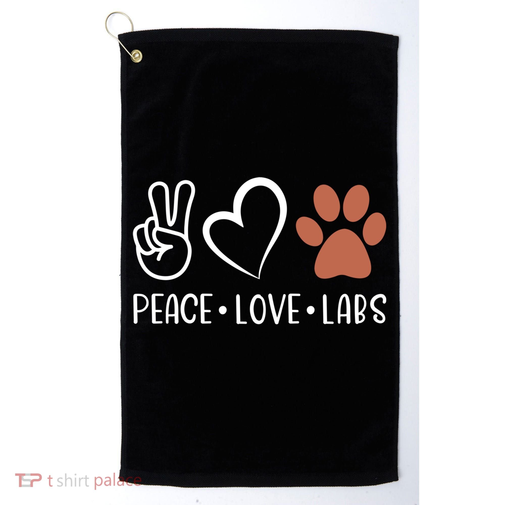 Peace Love Chocolate Labs Labrador Lab Mom Valentine's Day Gift Golf Towel