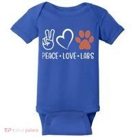 Peace Love Chocolate Labs Labrador Lab Mom Valentine's Day Gift Baby Bodysuit thumb 0