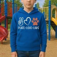 Peace Love Chocolate Labs Labrador Lab Mom Valentine's Day Gift Kids Hoodie thumb 2