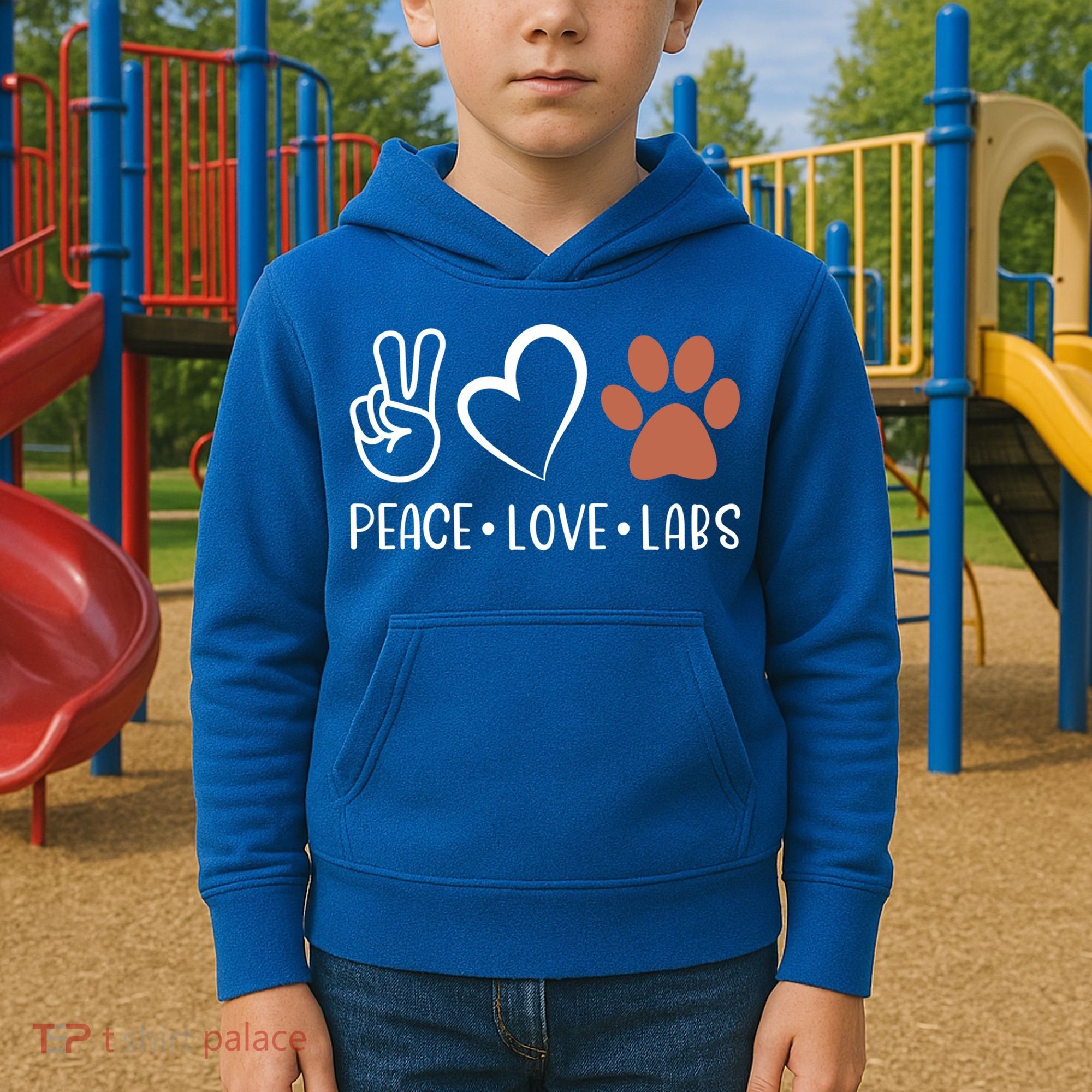 Peace Love Chocolate Labs Labrador Lab Mom Valentine's Day Gift Kids Hoodie