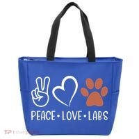 Peace Love Chocolate Labs Labrador Lab Mom Valentine's Day Gift Tote Bag thumb 0