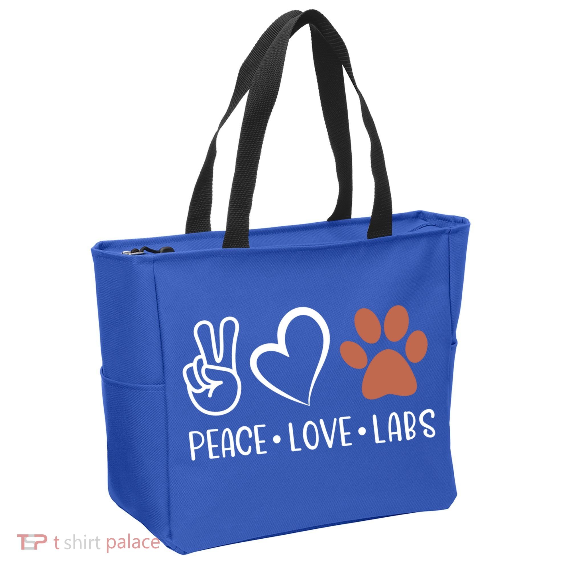 Peace Love Chocolate Labs Labrador Lab Mom Valentine's Day Gift Tote Bag