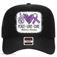 Peace Love Cure We Wear Purple For AlzheimerS Awareness Hat thumb 0