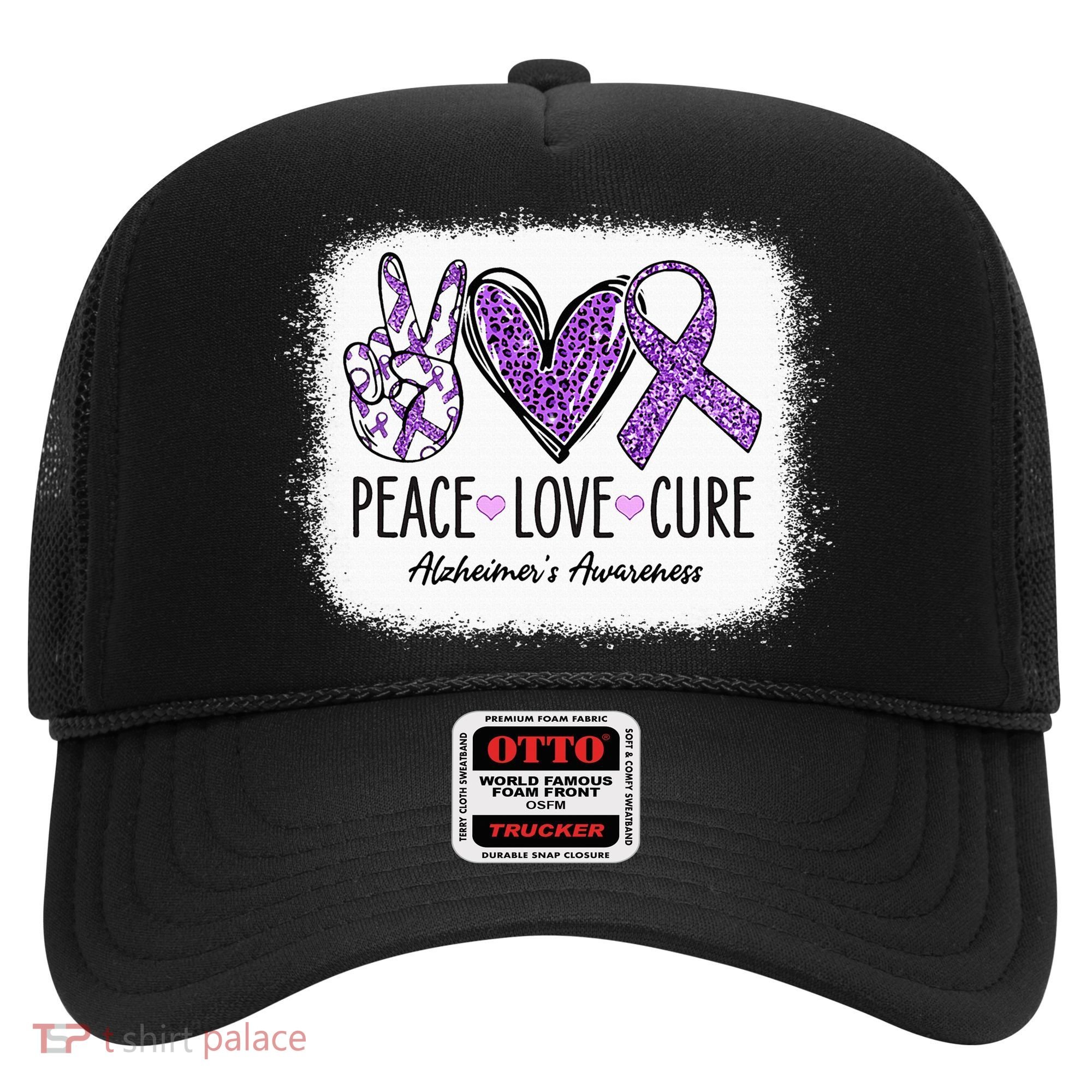 Peace Love Cure We Wear Purple For AlzheimerS Awareness Hat
