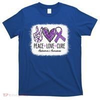 Peace Love Cure We Wear Purple For AlzheimerS Awareness T-Shirt thumb 0