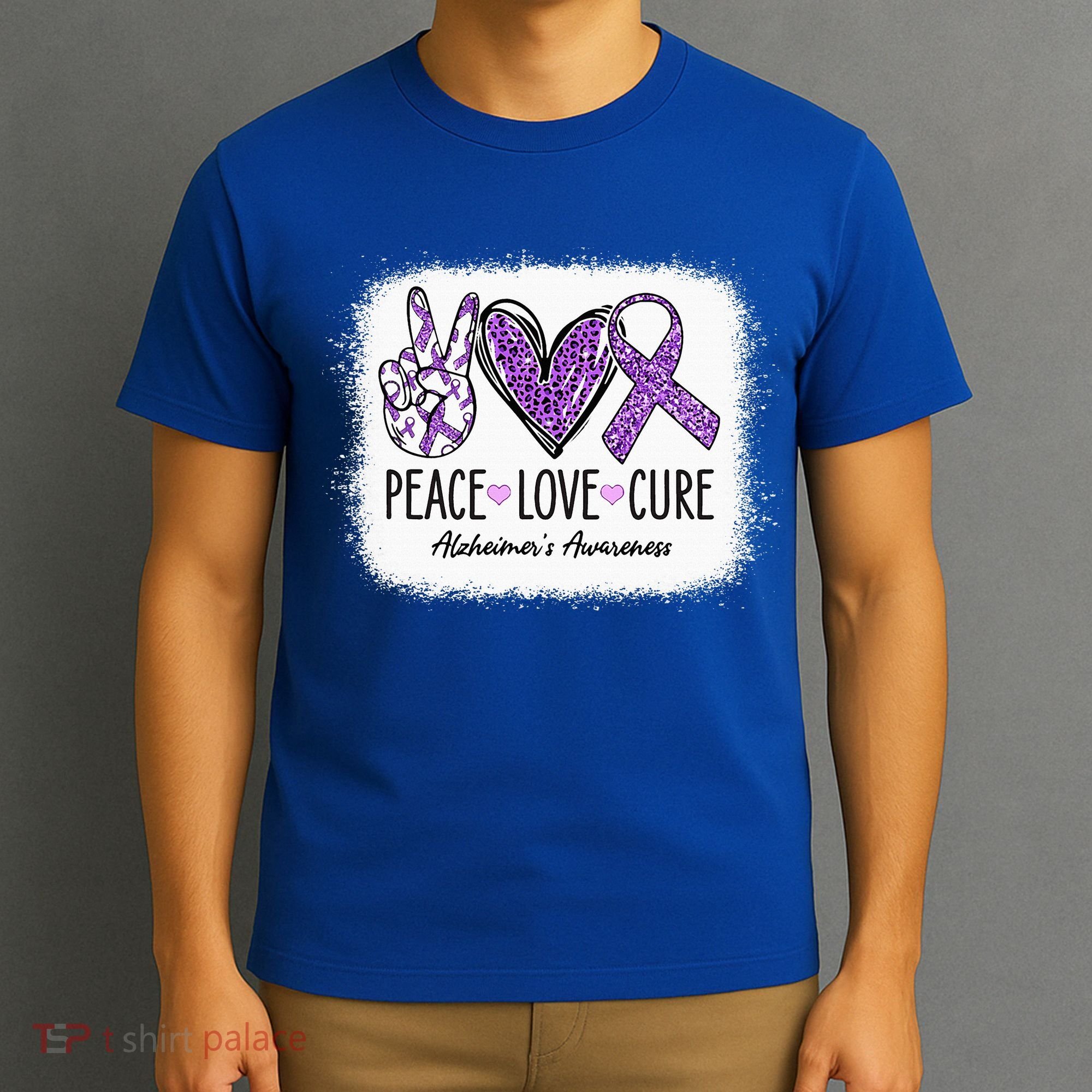 Peace Love Cure We Wear Purple For AlzheimerS Awareness T-Shirt