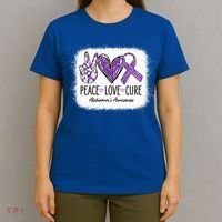 Peace Love Cure We Wear Purple For AlzheimerS Awareness T-Shirt thumb 4