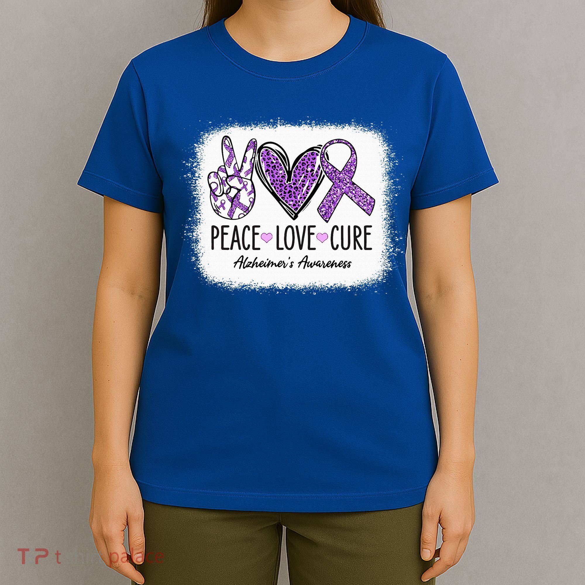 Peace Love Cure We Wear Purple For AlzheimerS Awareness T-Shirt