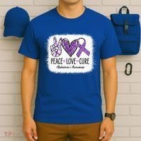 Peace Love Cure We Wear Purple For AlzheimerS Awareness T-Shirt thumb 6