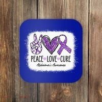 Peace Love Cure We Wear Purple For AlzheimerS Awareness Coaster thumb 0