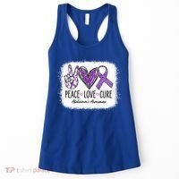 Peace Love Cure We Wear Purple For AlzheimerS Awareness Women's Tank Top thumb 0