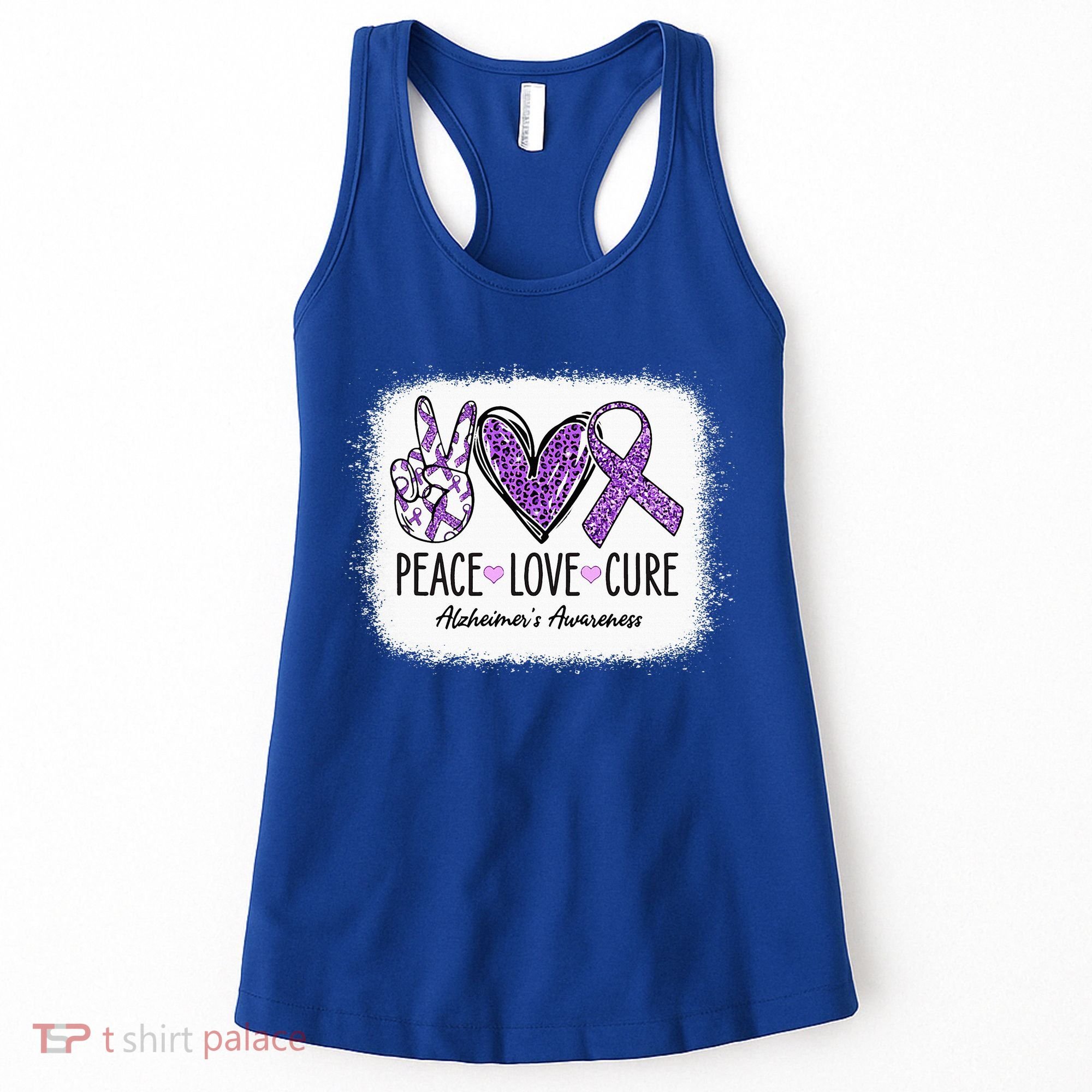 Peace Love Cure We Wear Purple For AlzheimerS Awareness Women's Tank Top