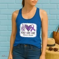 Peace Love Cure We Wear Purple For AlzheimerS Awareness Women's Tank Top thumb 2