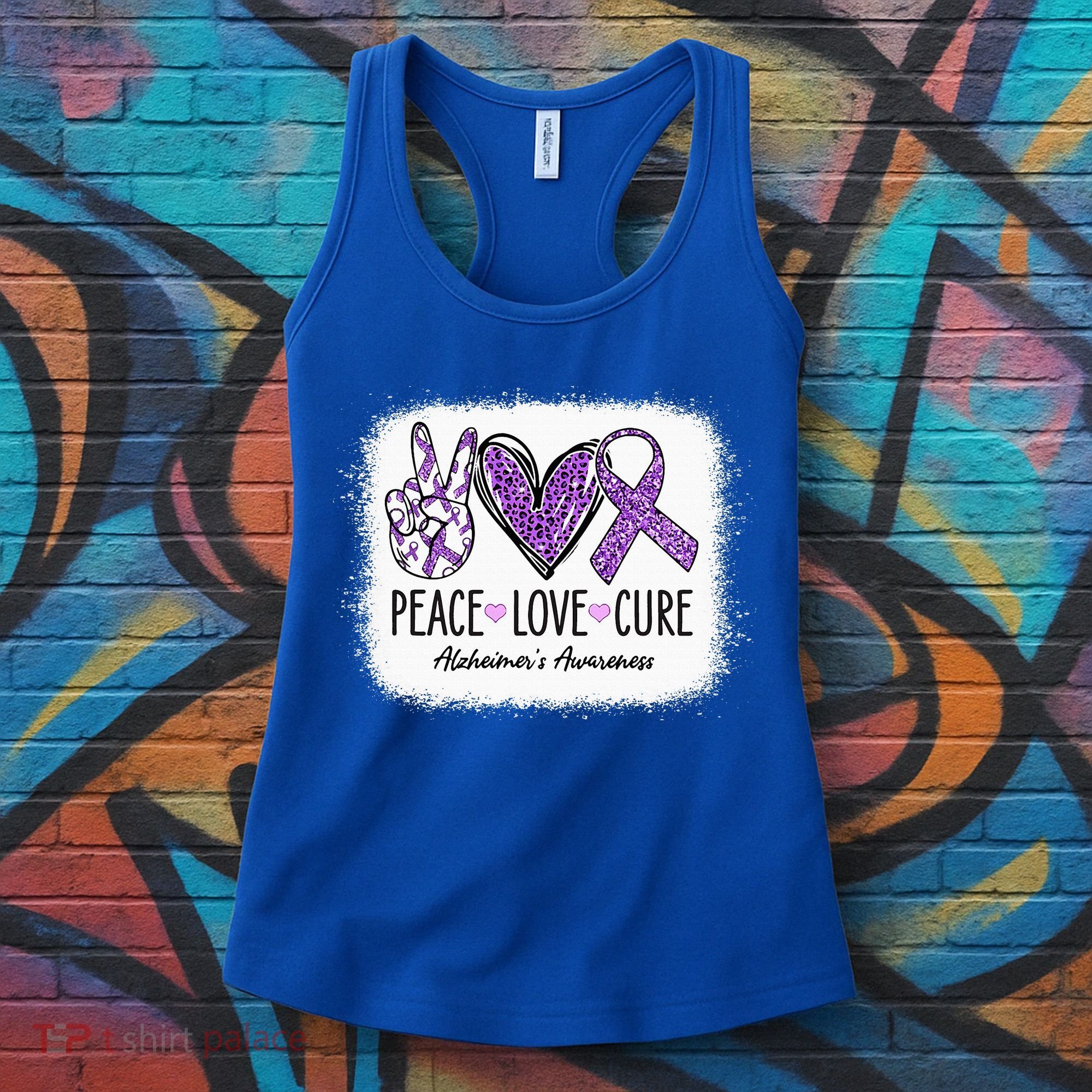 Peace Love Cure We Wear Purple For AlzheimerS Awareness Women's Tank Top