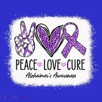 Peace Love Cure We Wear Purple For AlzheimerS Awareness Baby Bodysuit thumb 2