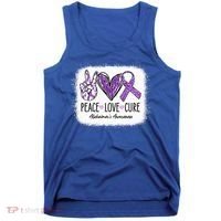 Peace Love Cure We Wear Purple For AlzheimerS Awareness Tank Top thumb 0