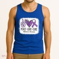 Peace Love Cure We Wear Purple For AlzheimerS Awareness Tank Top thumb 3