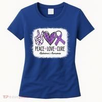 Peace Love Cure We Wear Purple For AlzheimerS Awareness Women's T-Shirt thumb 0