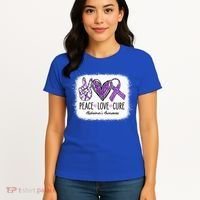 Peace Love Cure We Wear Purple For AlzheimerS Awareness Women's T-Shirt thumb 4