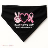 Peace Love Cure Breast Cance Awareness USA-Made Doggie Bandana thumb 0