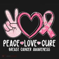 Peace Love Cure Breast Cance Awareness USA-Made Doggie Bandana thumb 2