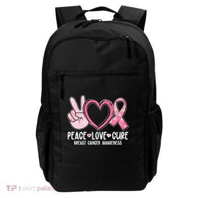 Peace Love Cure Breast Cance Awareness Backpack