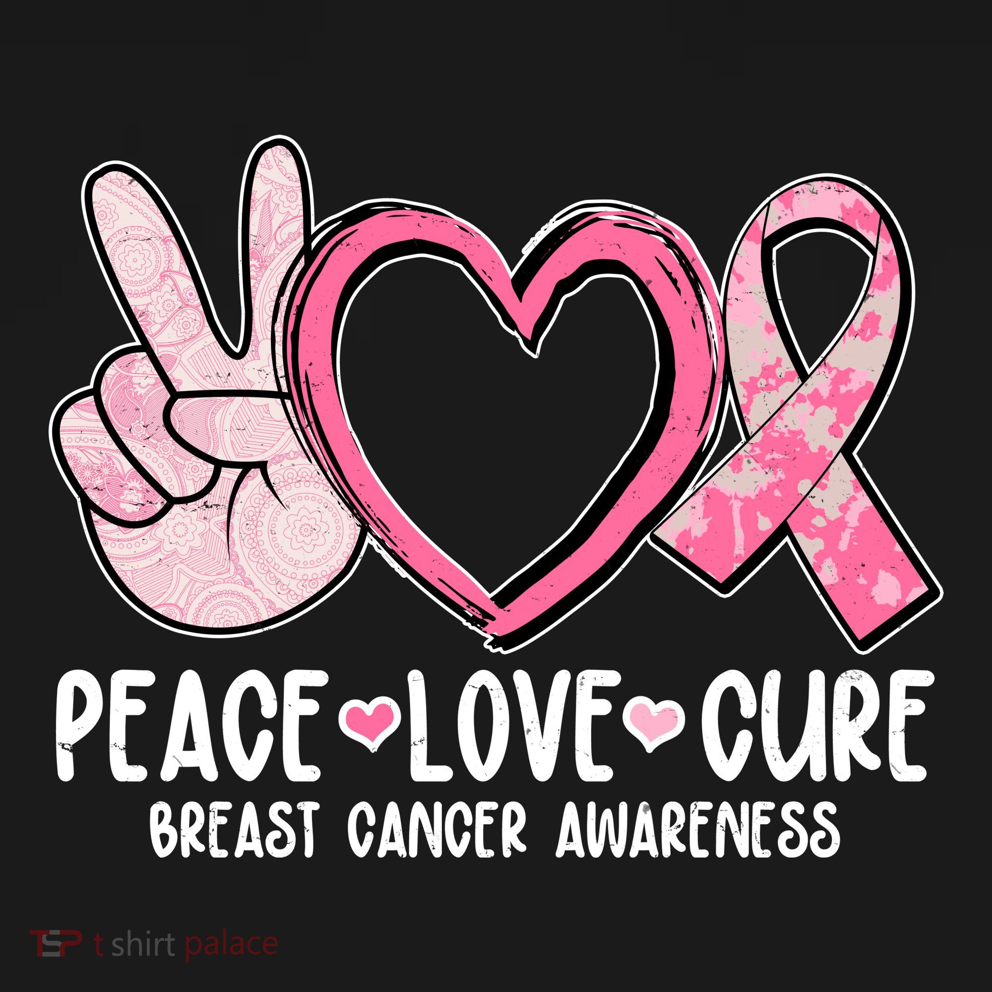 Peace Love Cure Breast Cance Awareness Pajama Set