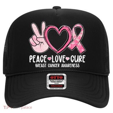 Peace Love Cure Breast Cance Awareness Hat