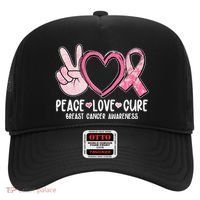 Peace Love Cure Breast Cance Awareness Hat thumb 0