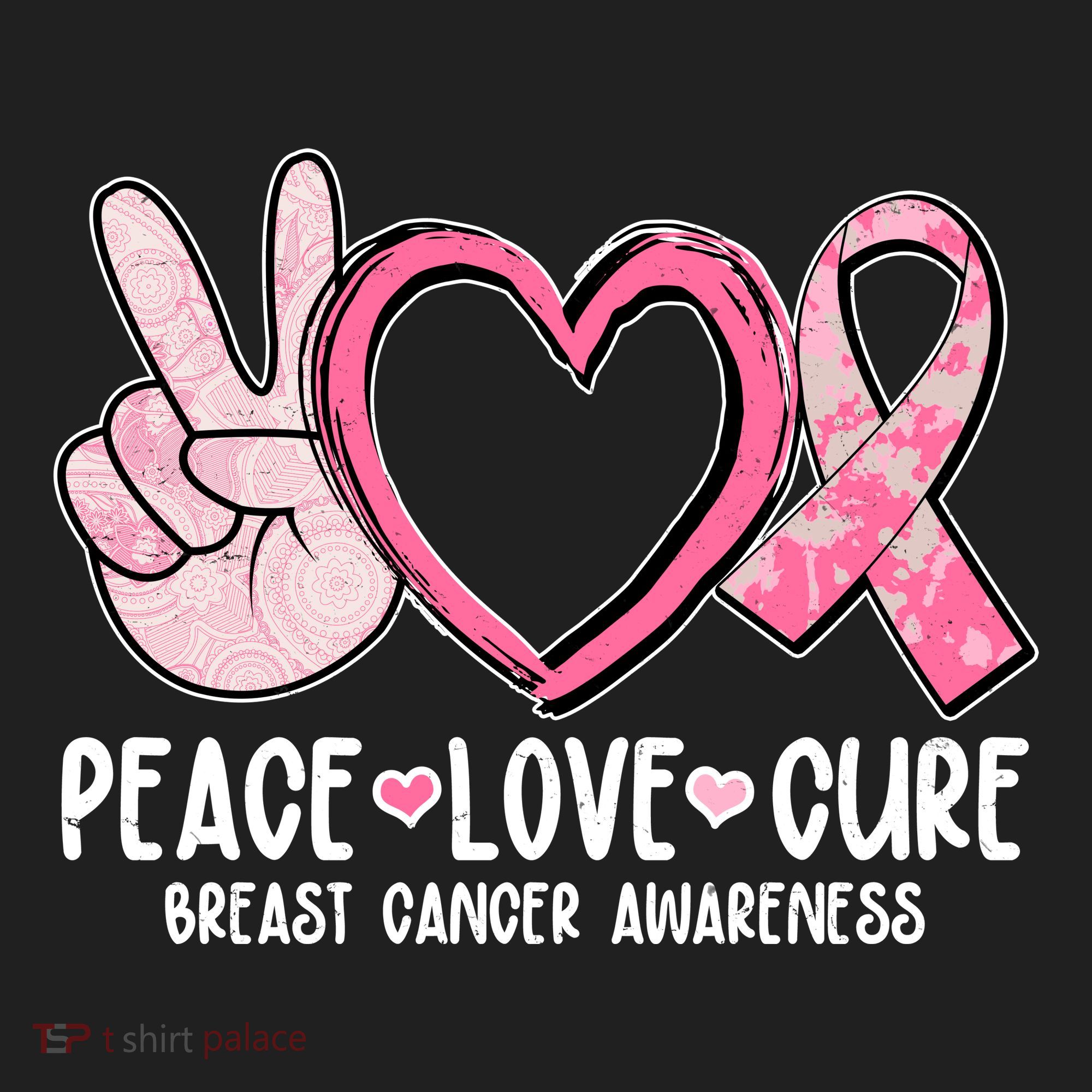 Peace Love Cure Breast Cance Awareness Hat