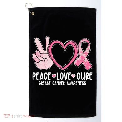 Peace Love Cure Breast Cance Awareness Golf Towel