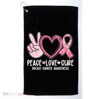 Peace Love Cure Breast Cance Awareness Golf Towel thumb 0