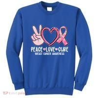 Peace Love Cure Breast Cance Awareness Sweatshirt thumb 0