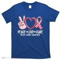 Peace Love Cure Breast Cance Awareness T-Shirt thumb 0