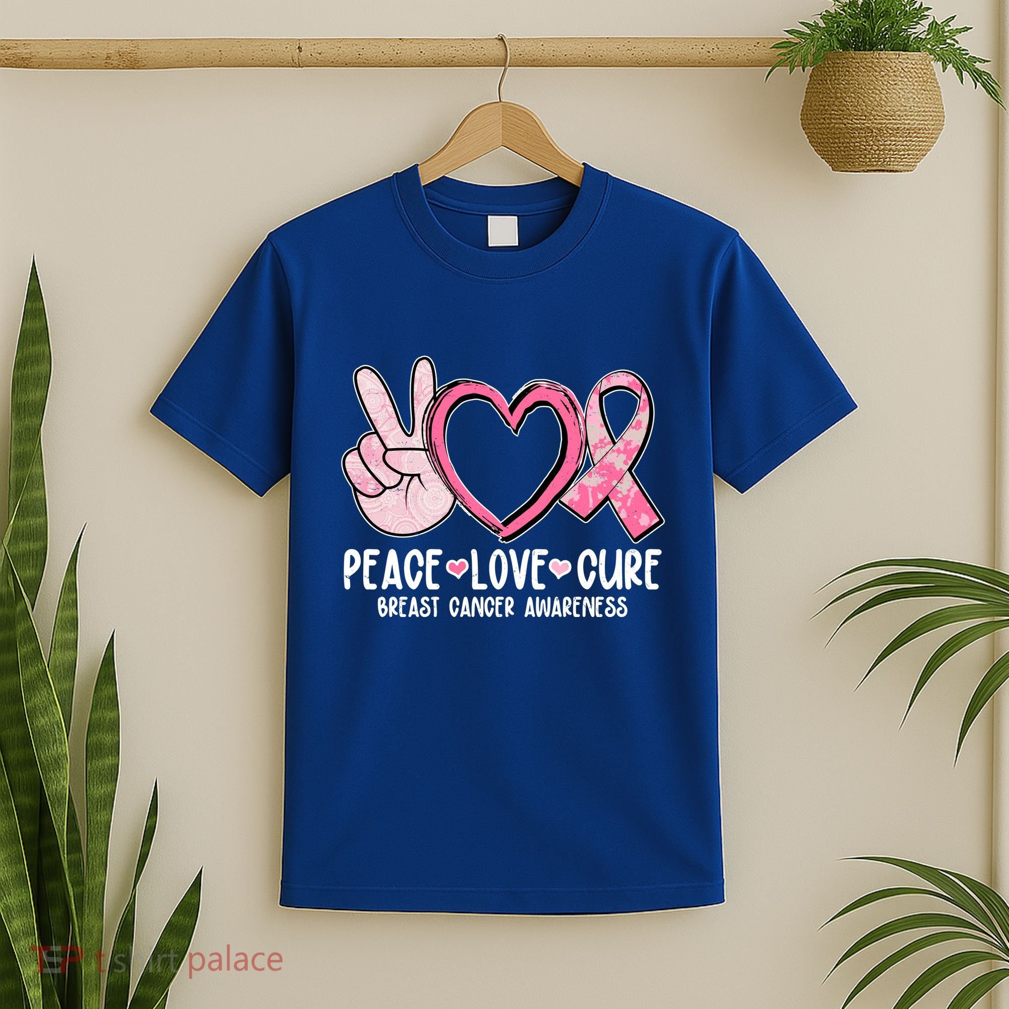 Peace Love Cure Breast Cance Awareness T-Shirt