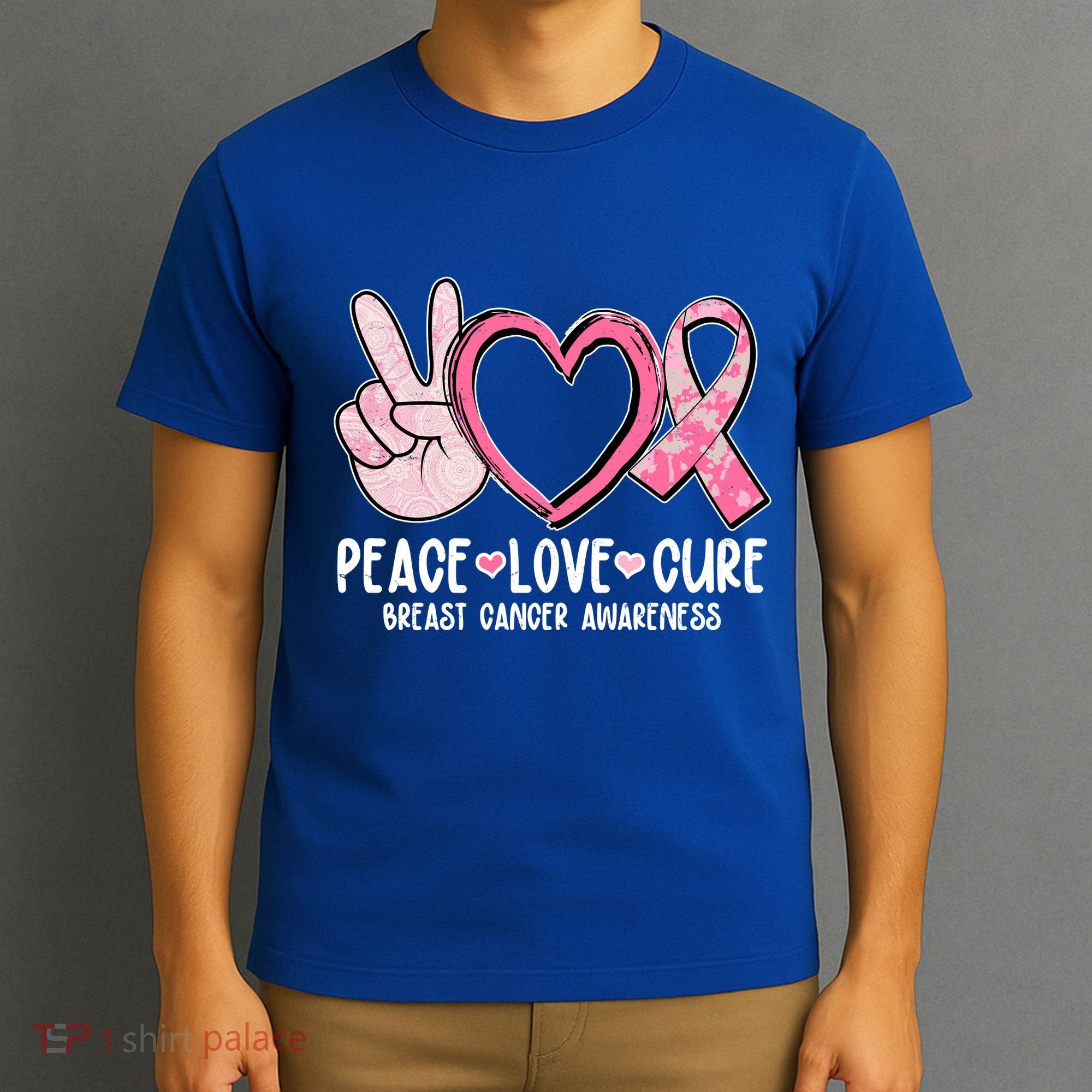 Peace Love Cure Breast Cance Awareness T-Shirt