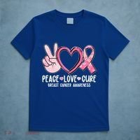 Peace Love Cure Breast Cance Awareness T-Shirt thumb 5