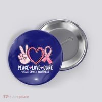Peace Love Cure Breast Cance Awareness Button thumb 0