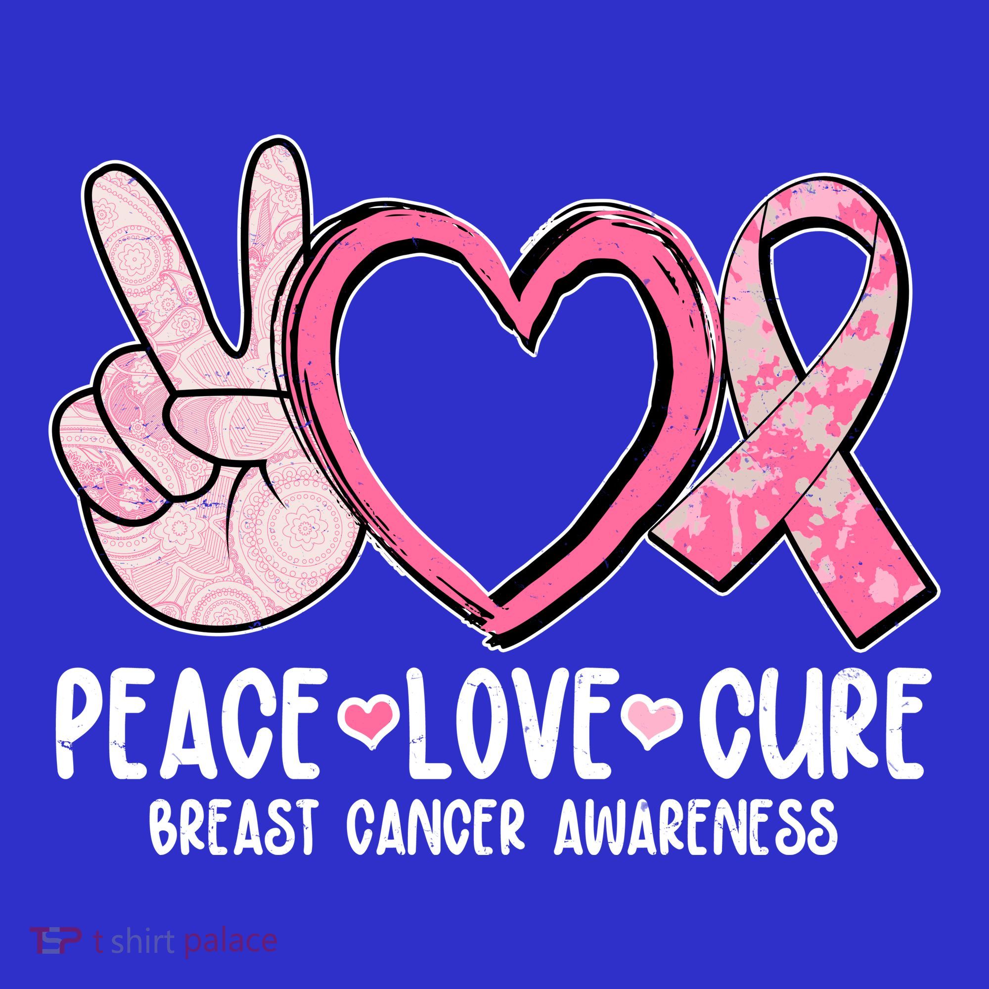 Peace Love Cure Breast Cance Awareness Button