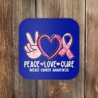 Peace Love Cure Breast Cance Awareness Coaster thumb 0