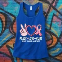 Peace Love Cure Breast Cance Awareness Women's Tank Top thumb 3