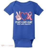 Peace Love Cure Breast Cance Awareness Baby Bodysuit thumb 0