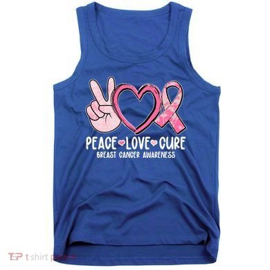 Peace Love Cure Breast Cance Awareness Tank Top