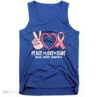 Peace Love Cure Breast Cance Awareness Tank Top thumb 0