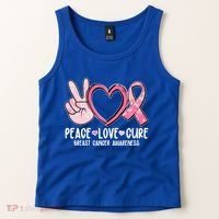 Peace Love Cure Breast Cance Awareness Tank Top thumb 2