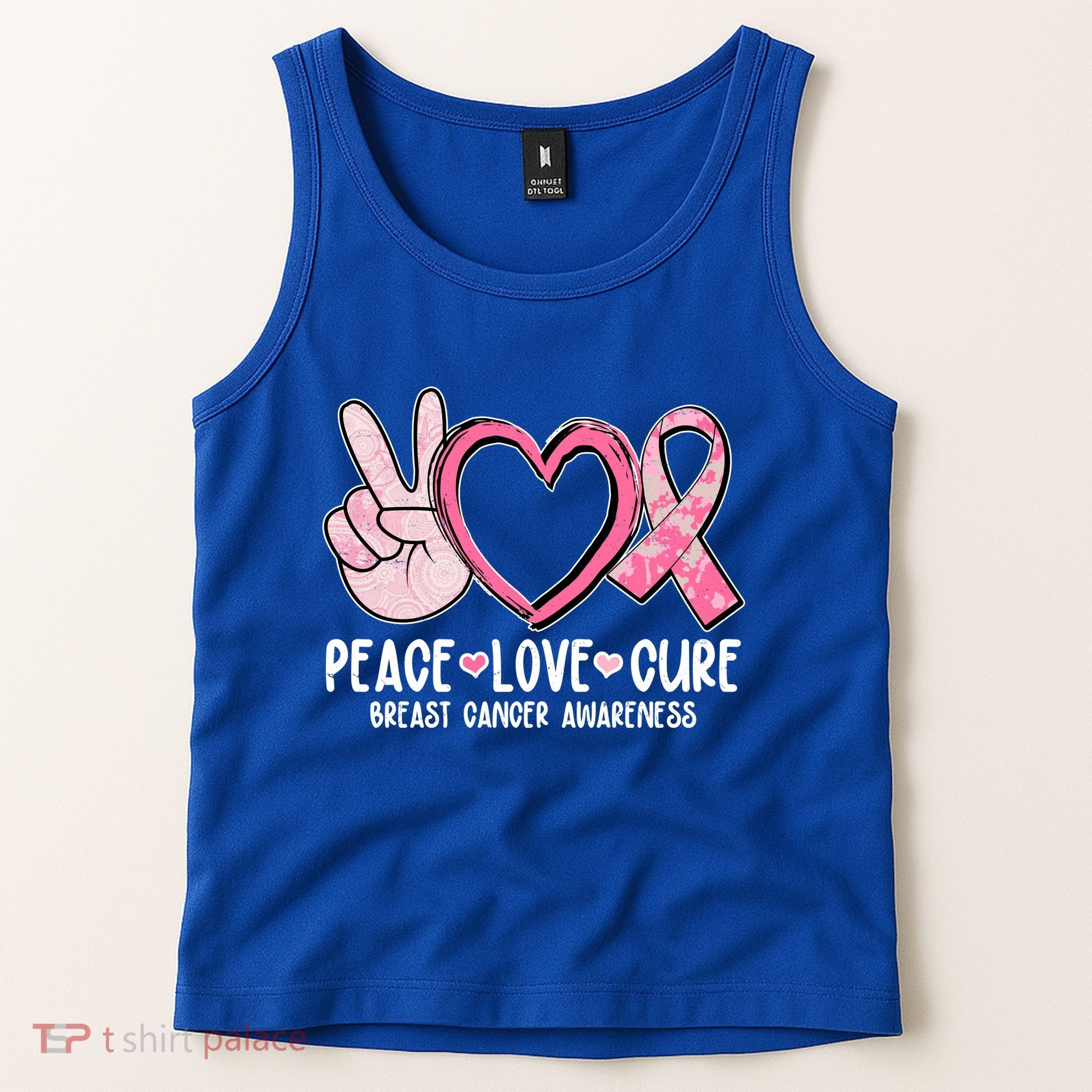 Peace Love Cure Breast Cance Awareness Tank Top