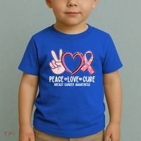 Peace Love Cure Breast Cance Awareness Toddler T-Shirt thumb 2
